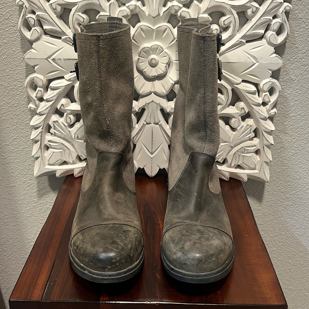 Sorel Major Women's 8.5 M Pull On Suede Leather Moto Biker Boots Gray